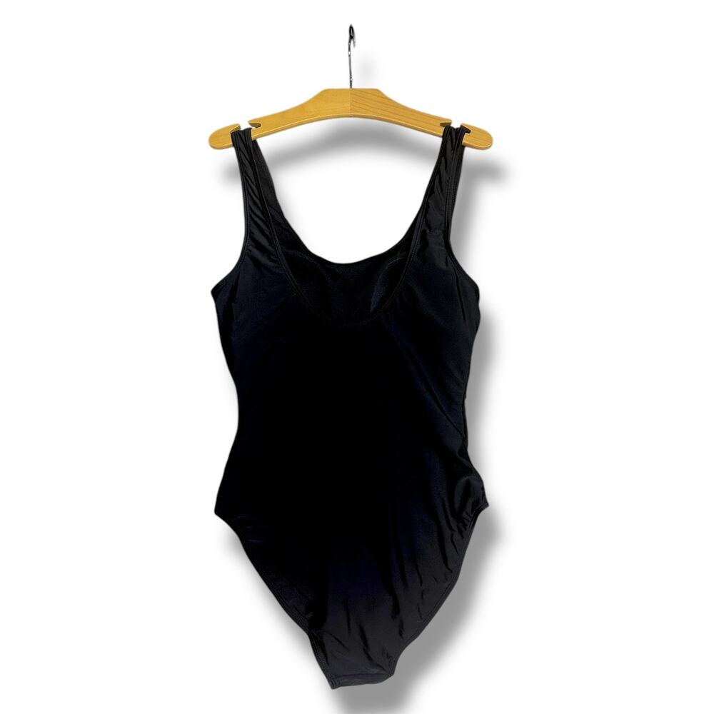 Nicole Miller Swimsuit Sz M One Piece Black Scoop Neck Tank Baywatch Style New - Picture 8 of 8
